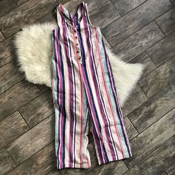 True Craft Striped Colorful Cropped Jumpsuit - Picture 2 of 13